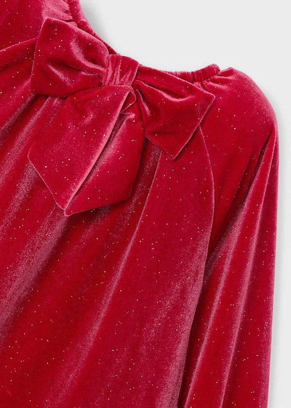 Mayoral Girls Cherry Sparkly Velvet Dress
