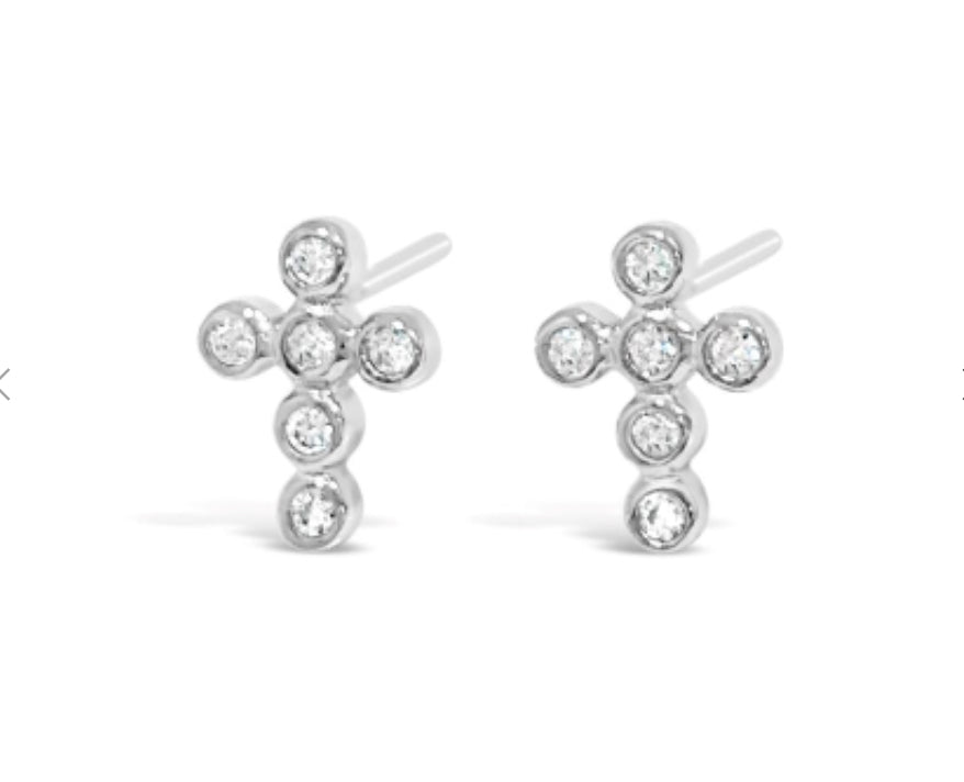 Girls Silver Cross Earrings HCE409