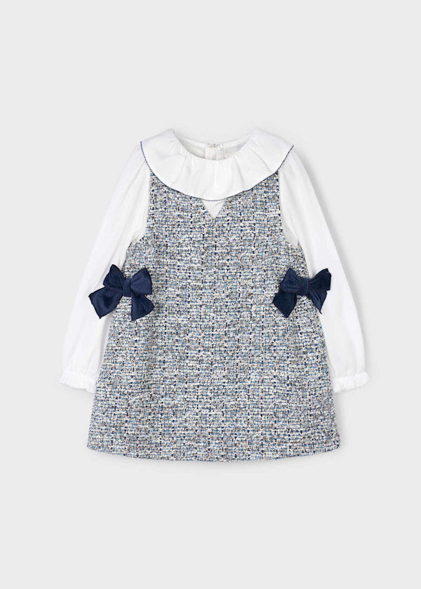 Mayoral Girls Navy Tweed Pinafore Dress