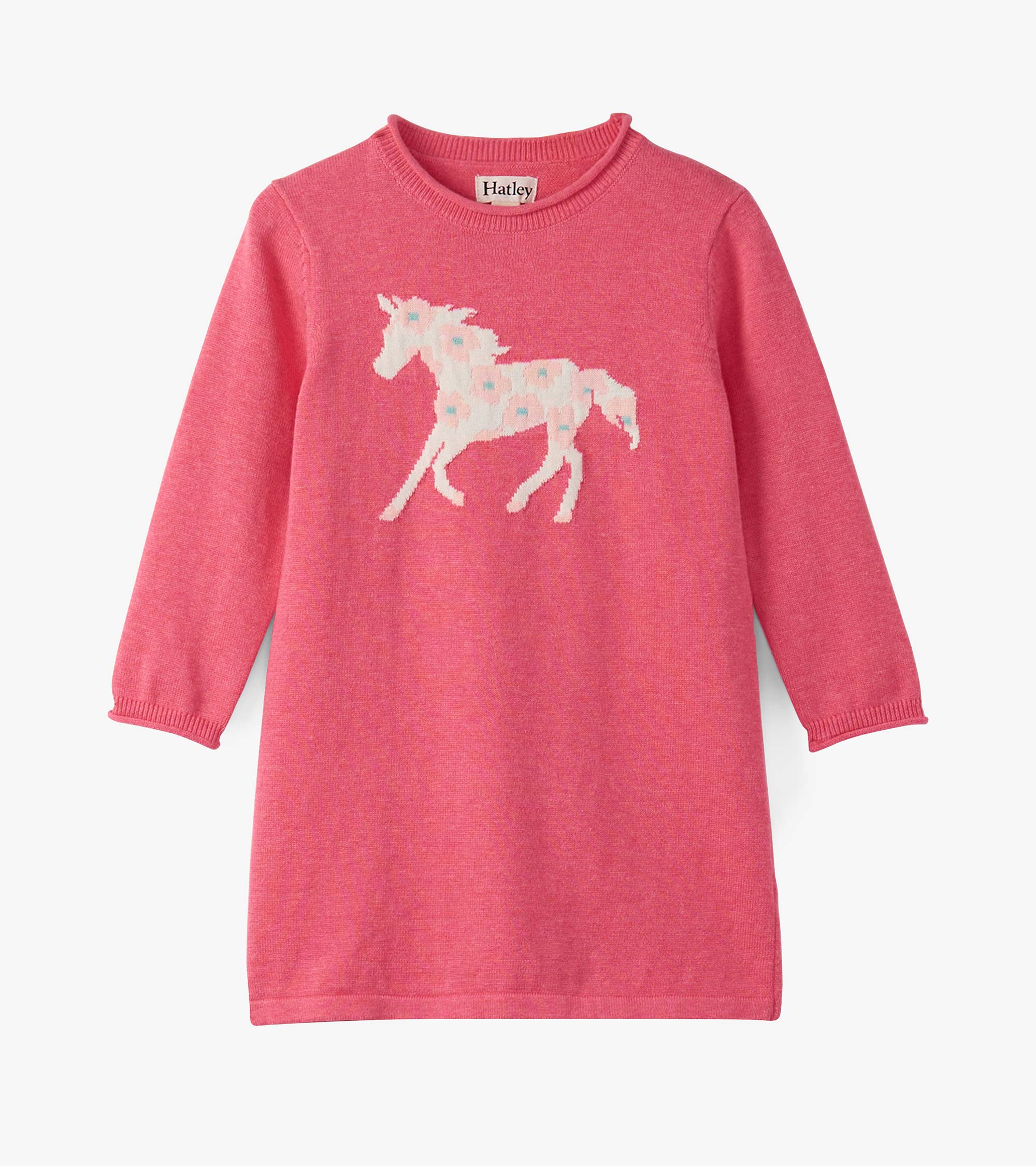 Hatley Younger Girls Coral Floral Horse Sweater Dress