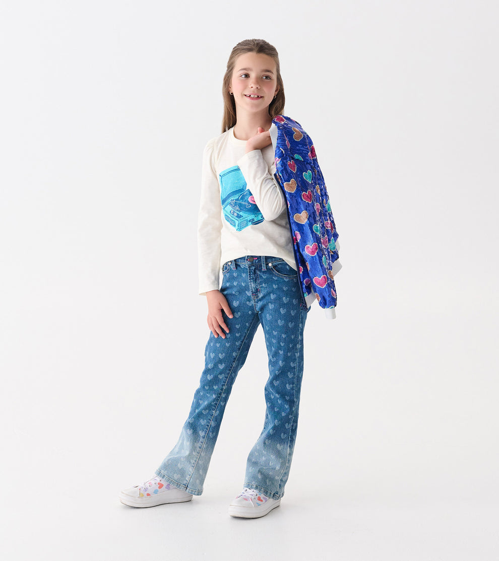 Hatley Girls Heart Flare Jeans