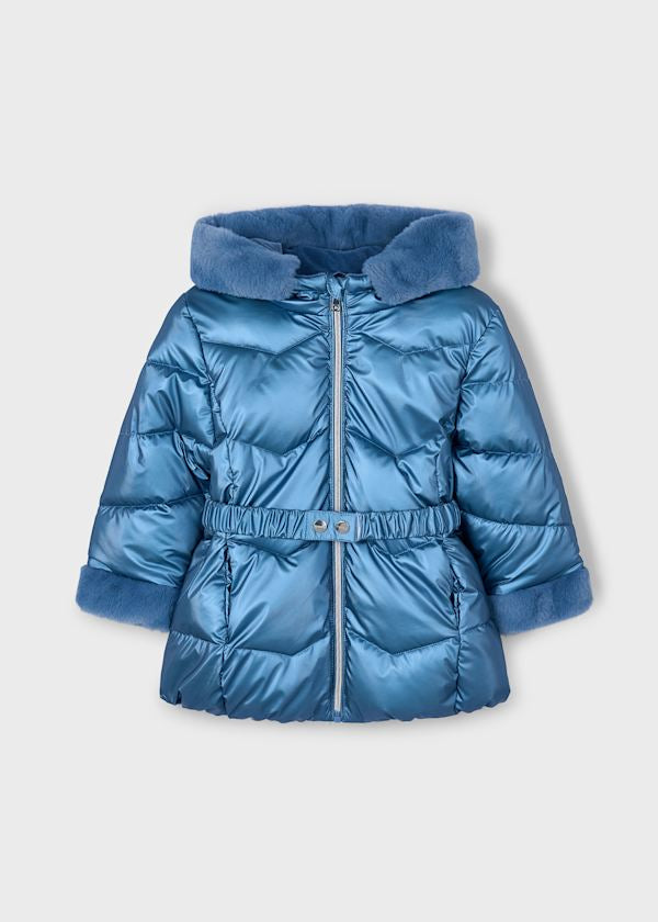 Mayoral Girls Ocean Blue Glossy Coat