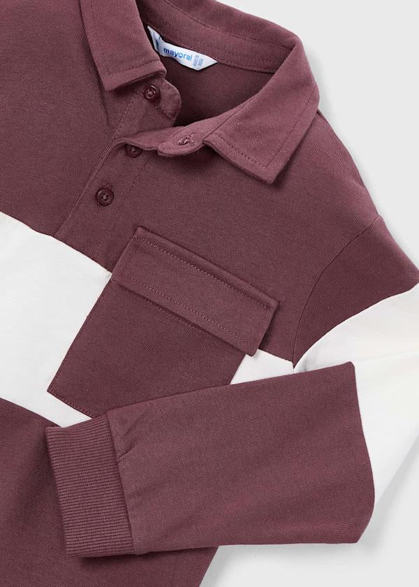Mayoral Boys Plum Colour Block Polo 4121