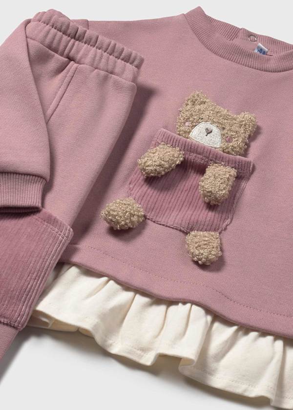 Mayoral Baby Girls Dusky Pink Bear Outfit 2843