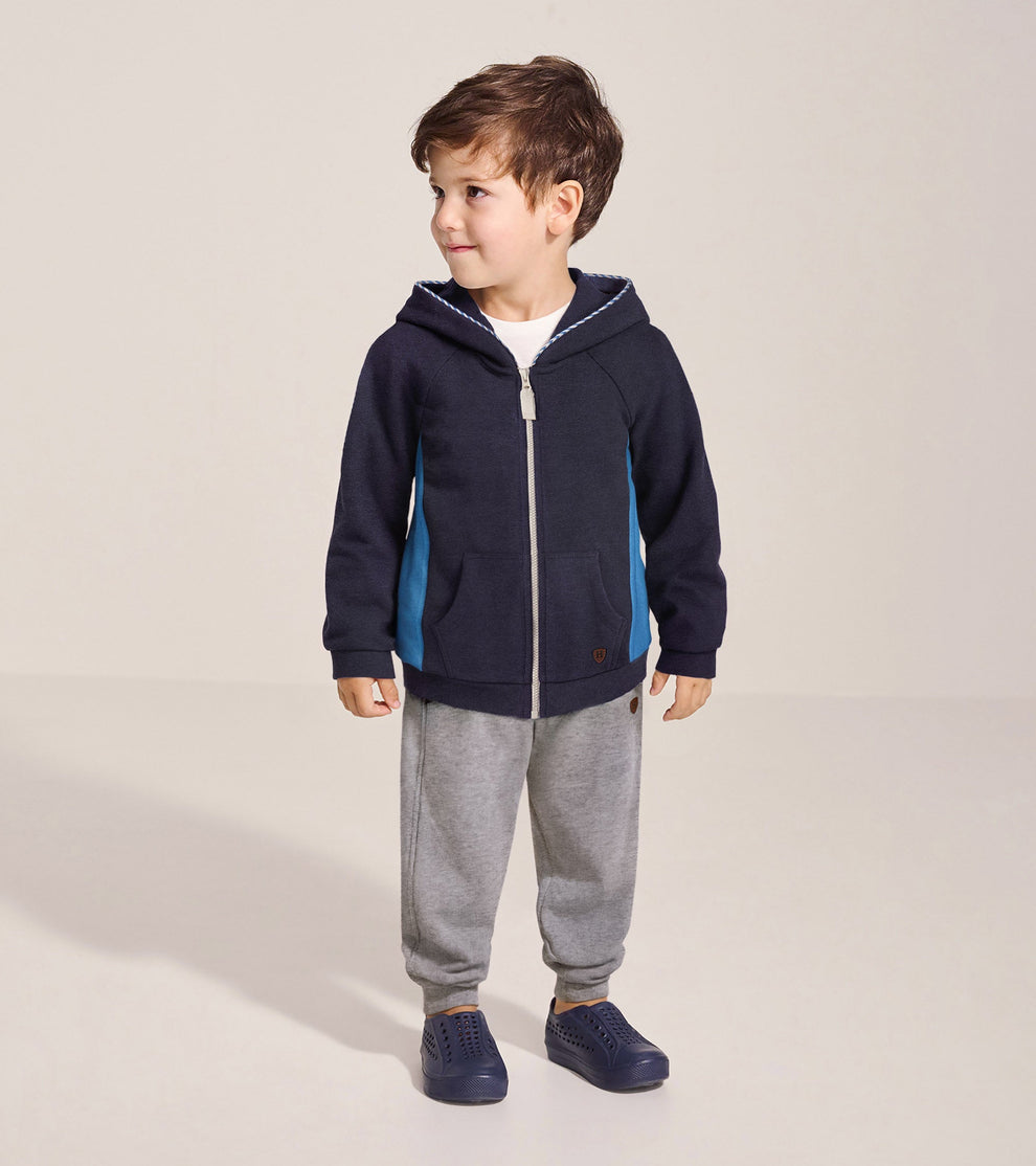 Hatley Younger Boys Navy and Blue Zip Hoodie