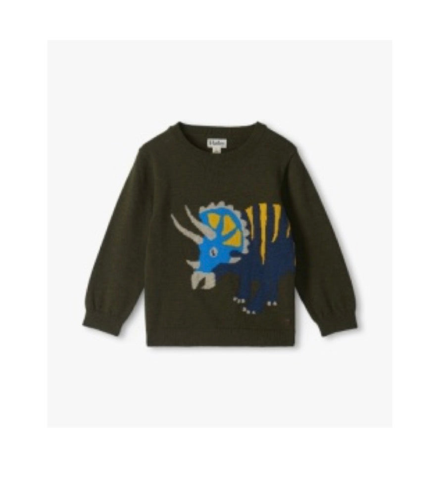 Hatley Dino Khaki Green Crewneck