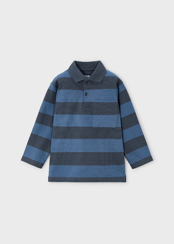Mayoral Boys Steel Stripe Long Sleeve Polo
