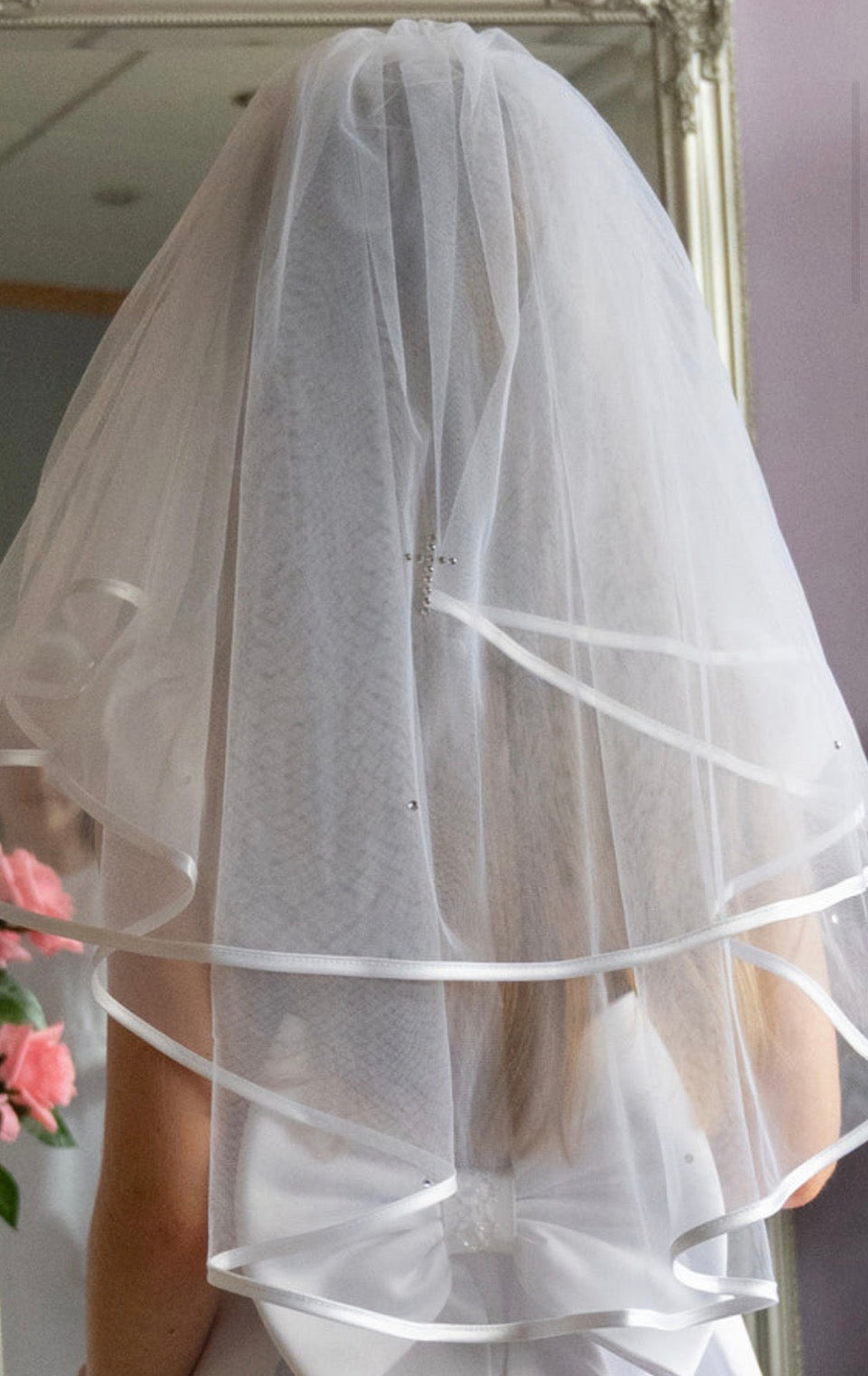 White Communion Cross Veil- Kylie
