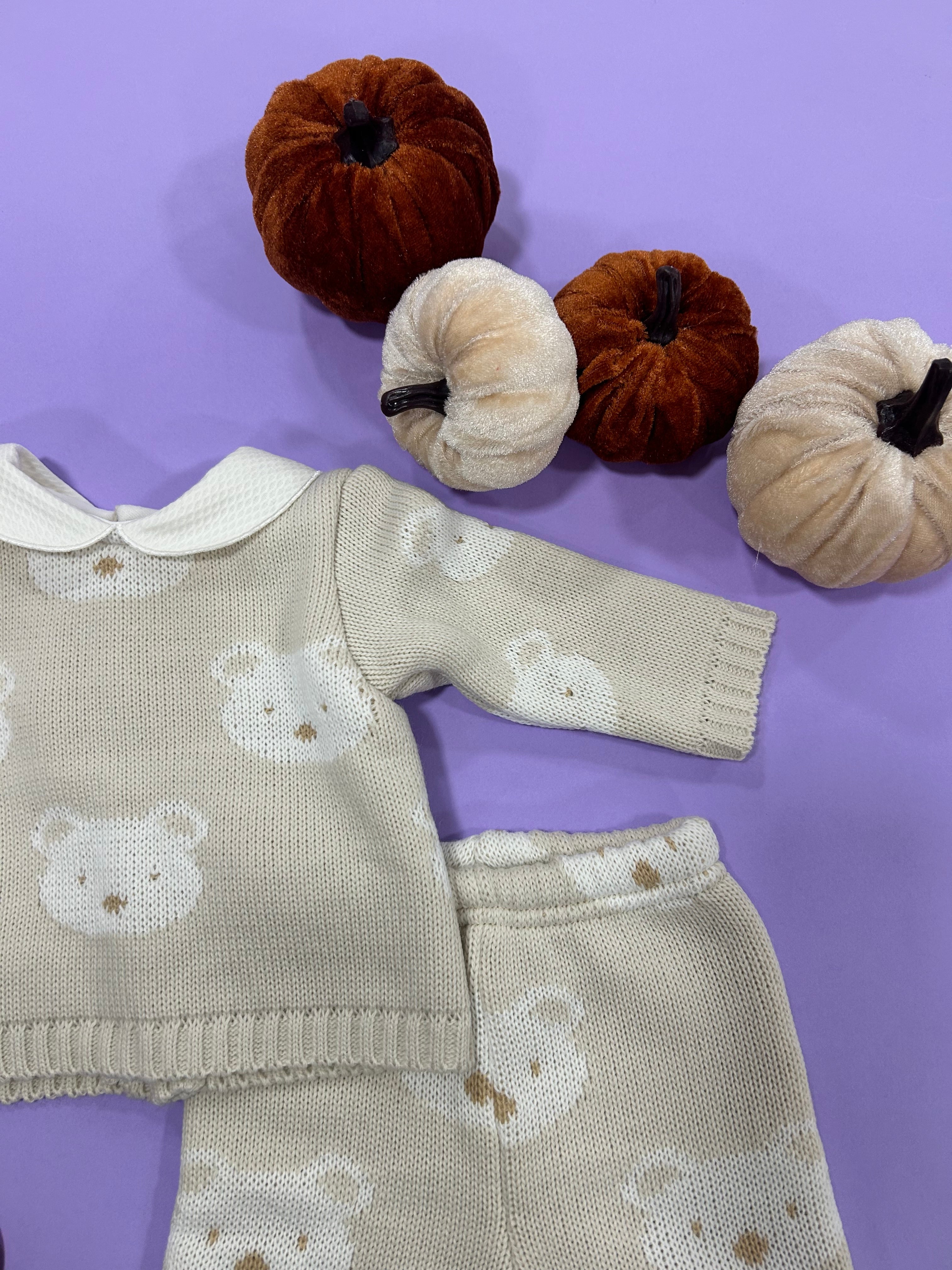 Baby Boy 2 Piece Beige Bear Outfit