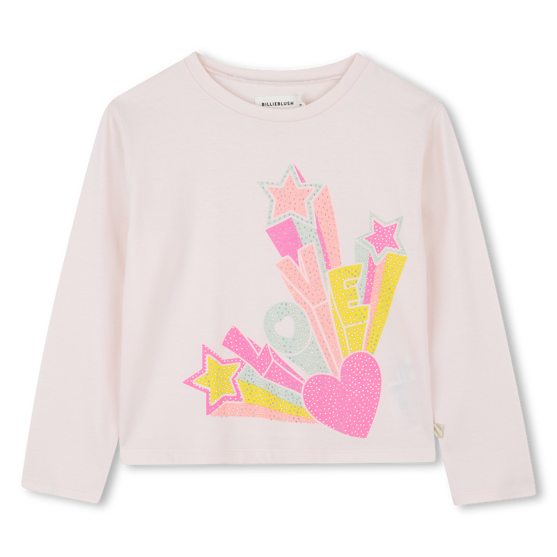 Billieblush Girls Pale Peach Glitter Star Top