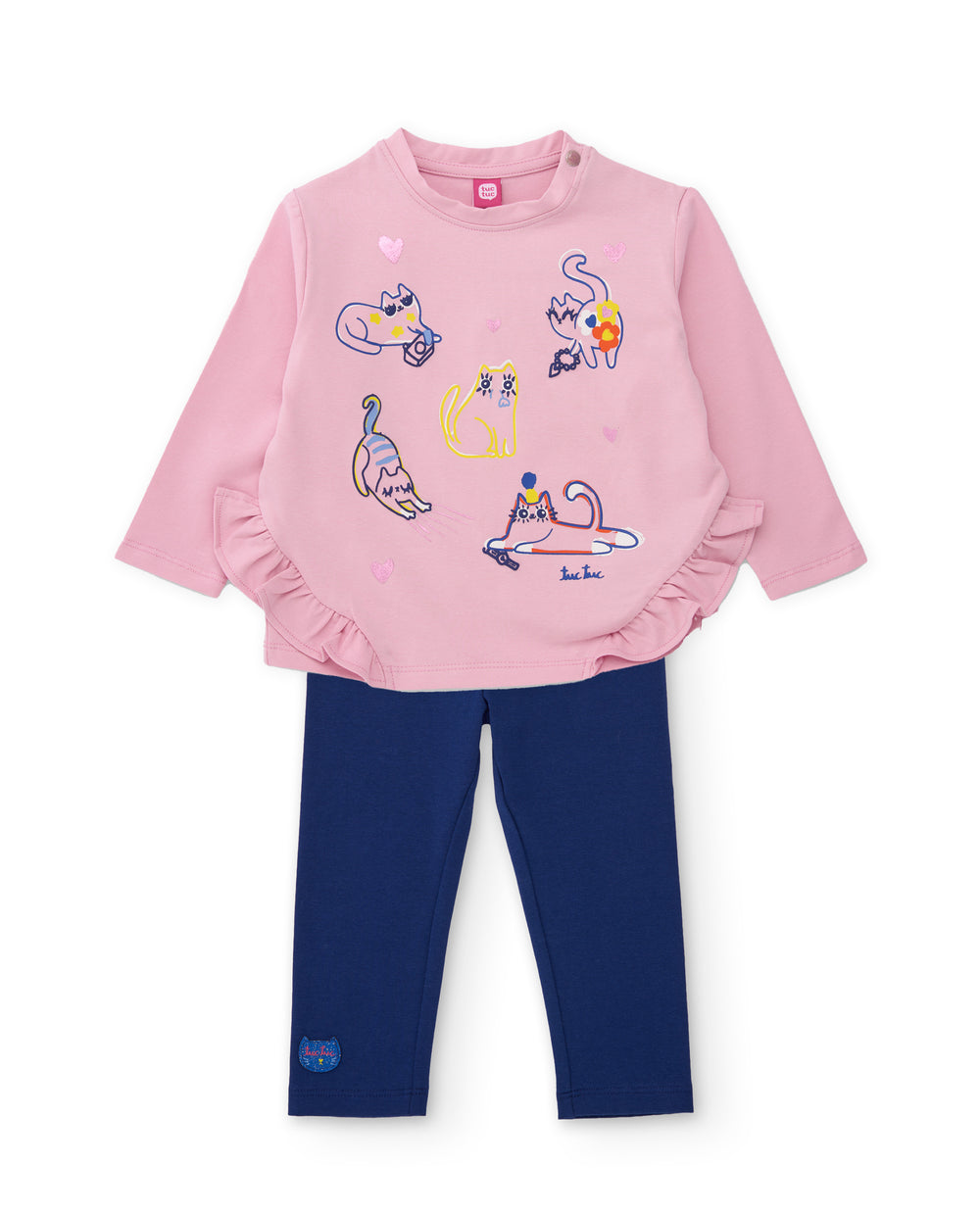 Tuc Tuc Girls Pink Cat Top & Legging Set