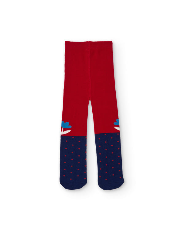 Tuc Tuc Girls Navy and Red Knit Tights