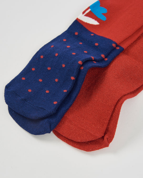 Tuc Tuc Girls Navy and Red Knit Tights