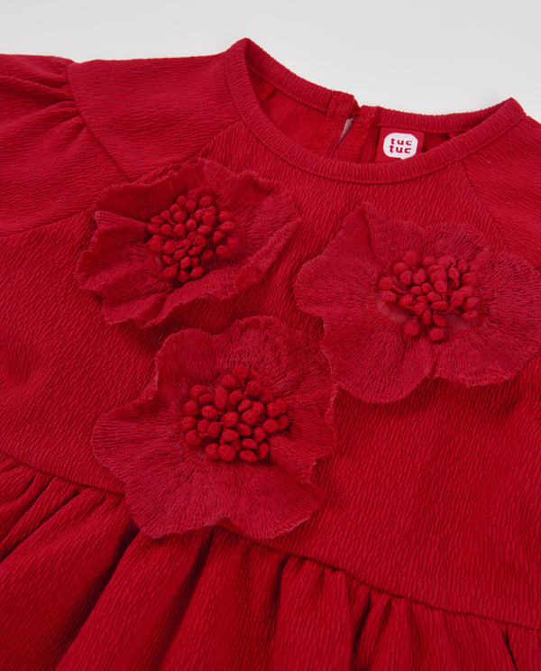 Tuc Tuc Girls Red Dress with Floral Detail