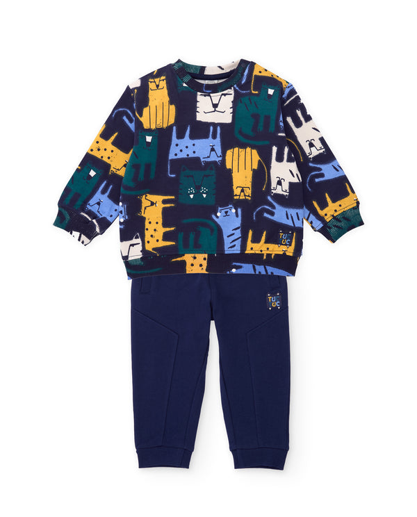 Tuc Tuc Boys Set With Tiger-Design Sweater And Matching Trousers