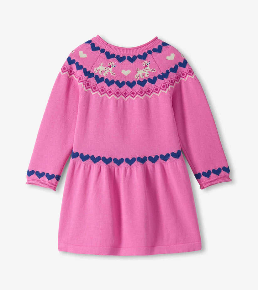Hatley Younger Girls Pink Pups Knit Dress