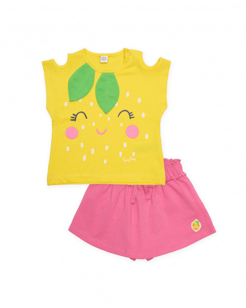 Tuc Tuc Girls Lemon and Pink Shorts Set