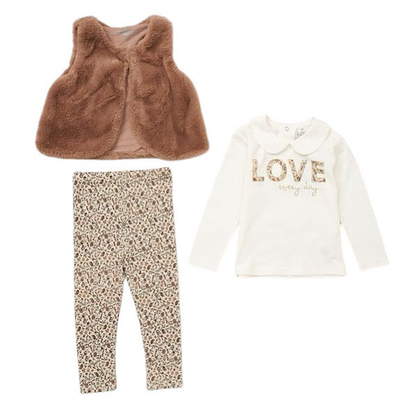 Girls Tan 3 Piece Love Legging Set