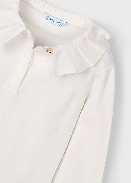 Mayoral Long Sleeve Ivory Collar Top 131 082