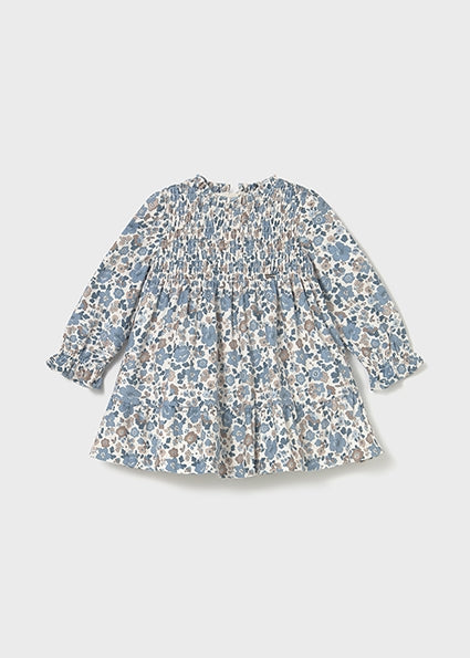 Mayoral Baby Girl Blue Bell Printed Velvet Dress 2909 026