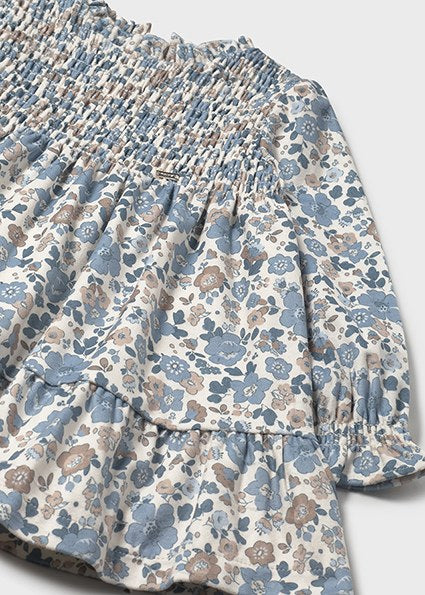 Mayoral Baby Girl Blue Bell Printed Velvet Dress 2909 026