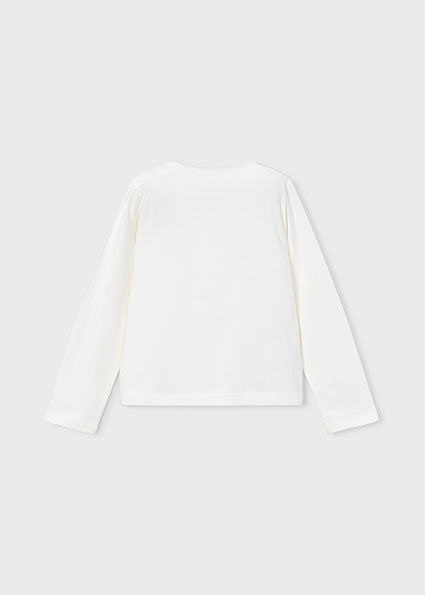 Mayoral Girls Raspberry Red Velour Floral T-Shirt