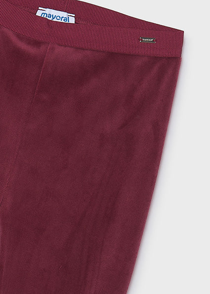 Mayoral Girls Raspberry Velour Leggings