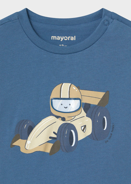 Mayoral Younger Boys Blue Racing Car T-Shirt