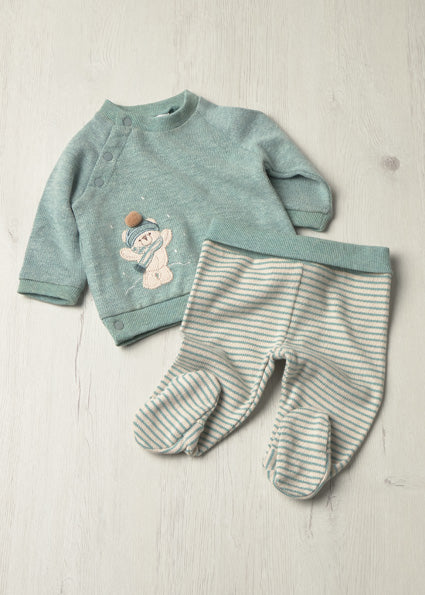 Mayoral New born Boys Jumper And Stripe Leg Warmer Set.