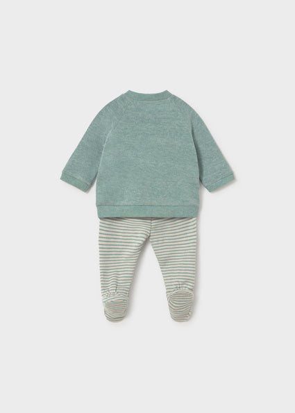 Mayoral New born Boys Jumper And Stripe Leg Warmer Set.