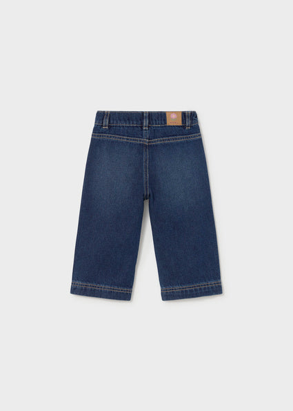 Mayoral Younger Girls Wide Leg Embroidered Pocket Jeans