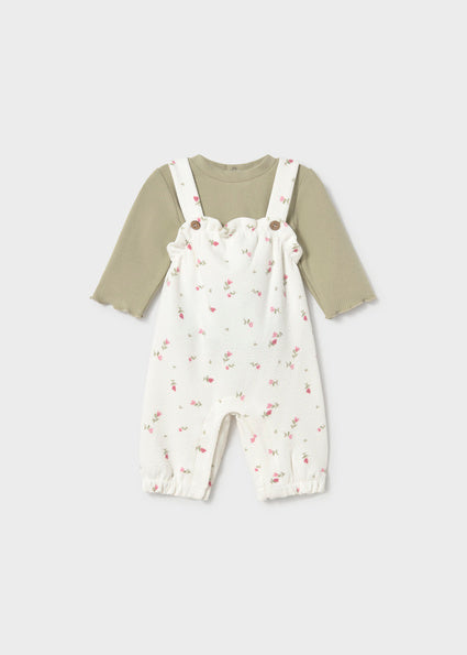 Mayoral Newborn Girl Print Dungarees And Jumper Set