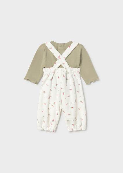 Mayoral Newborn Girl Print Dungarees And Jumper Set