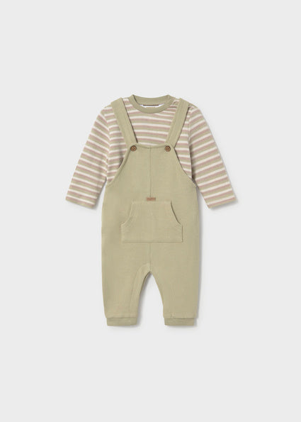 Mayoral Newborn Dungarees And Striped T-Shirt Set