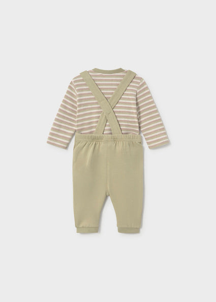 Mayoral Newborn Dungarees And Striped T-Shirt Set