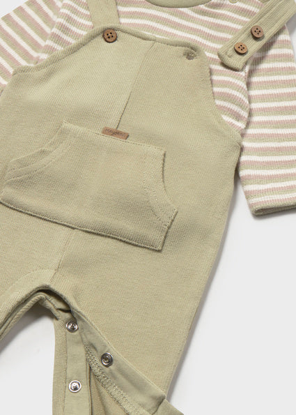 Mayoral Newborn Dungarees And Striped T-Shirt Set