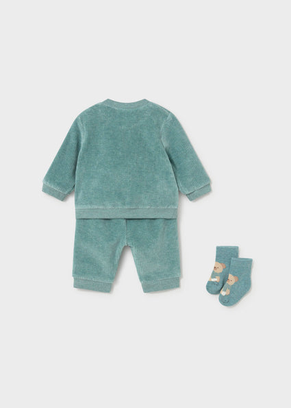 Mayoral Newborn Boy Teddy Bear Tracksuit With Socks.