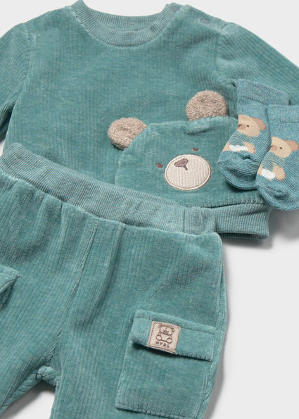Mayoral Newborn Boy Teddy Bear Tracksuit With Socks.