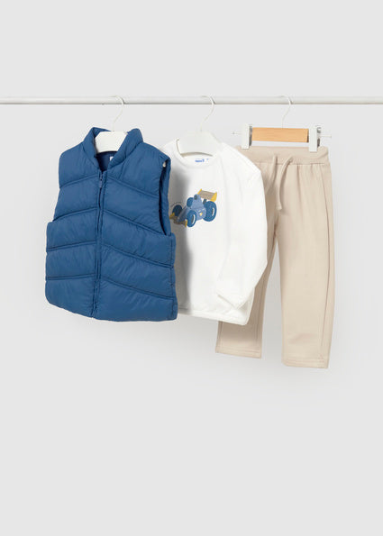Mayoral Younger Boy 3-Piece Blue Gilet Race Car Outfit