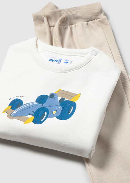 Mayoral Younger Boy 3-Piece Blue Gilet Race Car Outfit