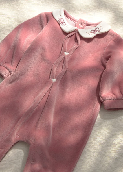 Mayoral Baby Girl Dusty Pink Velour Sleepsuit
