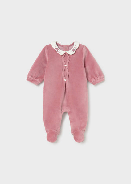 Mayoral Baby Girl Dusty Pink Velour Sleepsuit