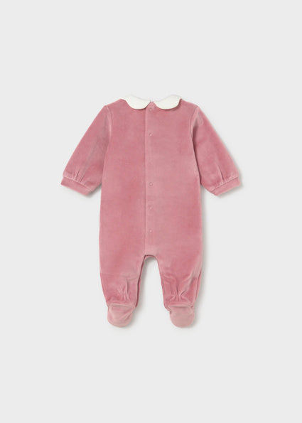 Mayoral Baby Girl Dusty Pink Velour Sleepsuit
