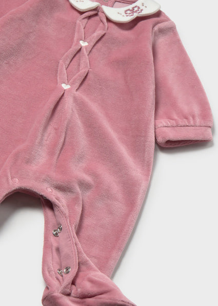 Mayoral Baby Girl Dusty Pink Velour Sleepsuit
