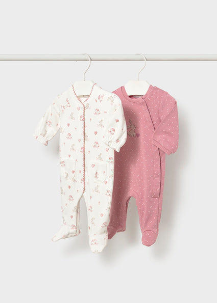 Mayoral Baby Girls Dusty Pink Sleepsuits 2 Piece