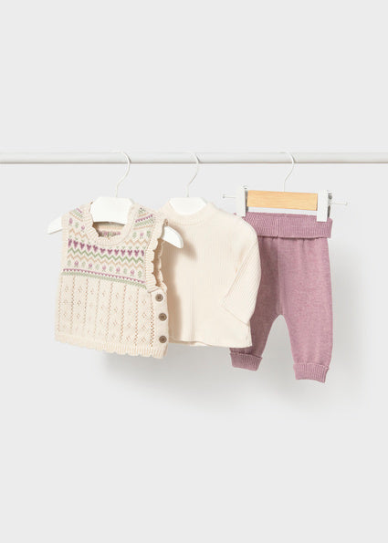 Mayoral Newborn Girl 3-Piece Vest Set