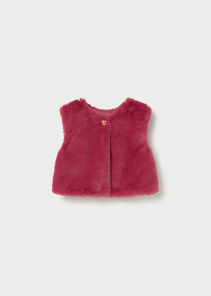 Mayoral Younger Girls Raspberry Fur Gilet 3 Piece Outfit