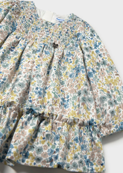 Mayoral Younger Girls Velvet Printed Dress