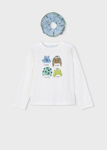 Mayoral Girls Long Sleeve Top and Scrunchie Set