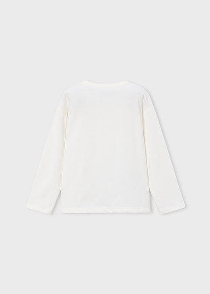 Mayoral Girls Sequin Heart Long Sleeve Tshirt